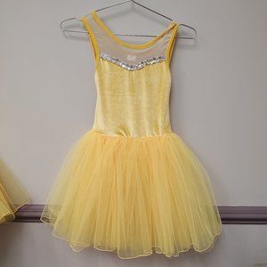 Valchirly Yellow Rhinestone Embellished Velvet Tulle Tutu